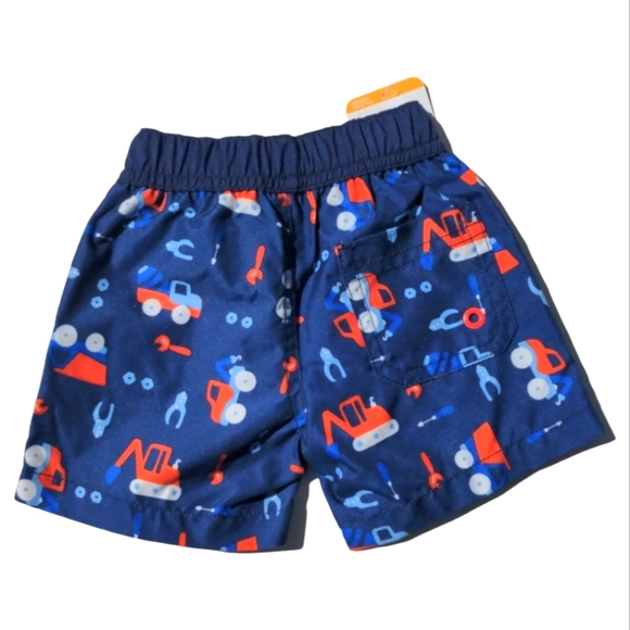 Gymboree Boys Blue Construction Swim Trunks - Picture 2 of 4